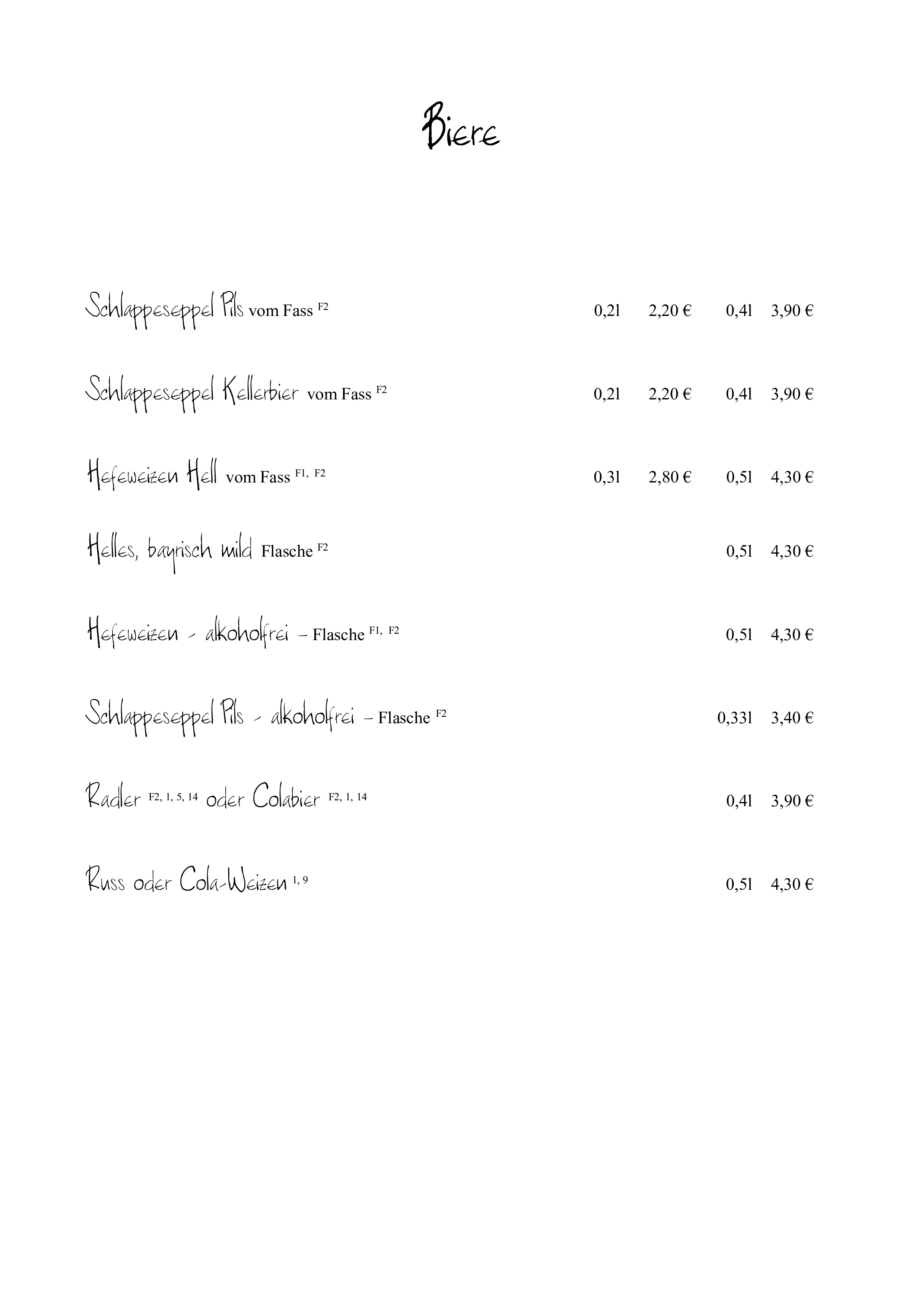 Stangs Küche, Veganes Menü